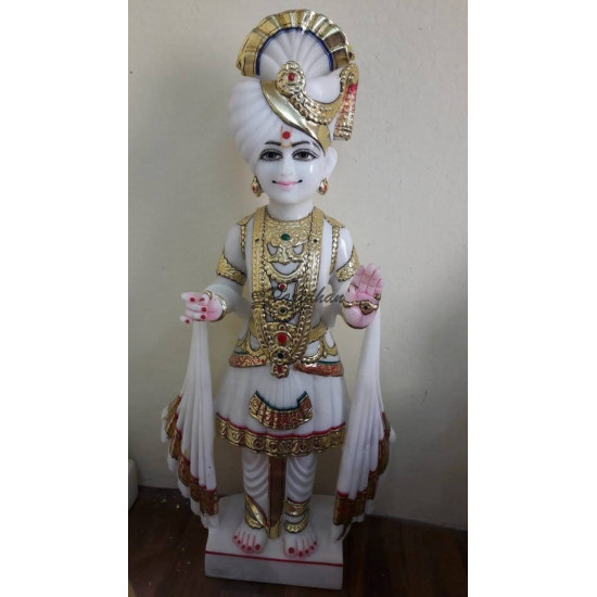 Bhagwan Swami Narayan Marble Murti  - Handmade Swami Narayan Statue in Marble
