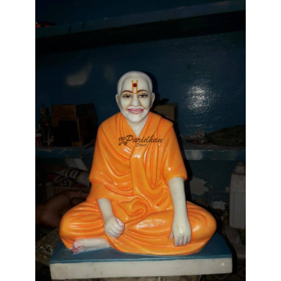 Beautiful Handmade Marble Pramukh Swami Statue - Swami Narayan Nilkanth Idol & Sant Swami Ji Marble Murti