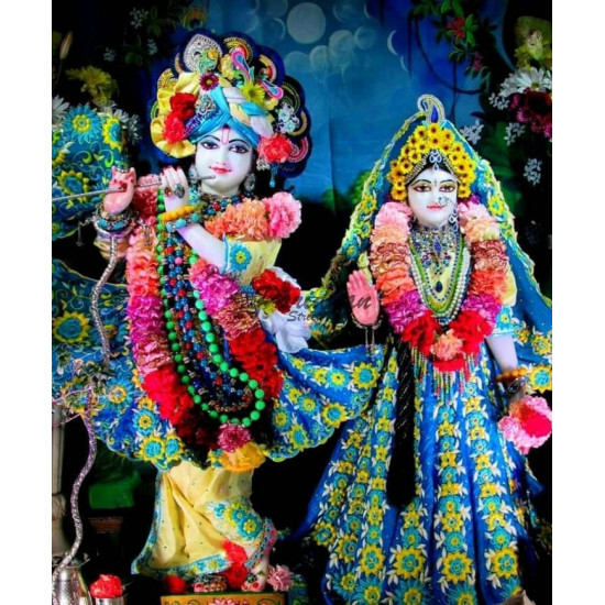 Marble ISKCON Deities of Radha and Krishna Statue  | Exquisite Marble Pair Of Radha Krishna Murti For Home Mandir & Office