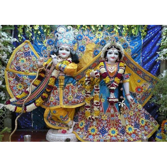 Deities of Marble ISKCON Radha and Krishna Statue-Marble Pair Of Radha Krishna Moorti For Home Temple & Office-Marble Radha Krishna God Idol