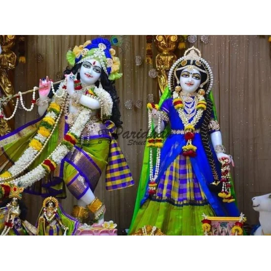 Marble ISKCON Deities of Radha and Krishna Statue Exquisite Marble