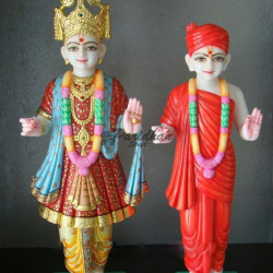 Handmade Akshar Pursotam Idol Murti - Marble Pair of Akshar Purushottam and Gunitanand Swami | Jai Swaminarayan | Shree Swaminarayan Ji