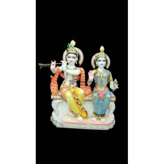 Handmade Marble Radha Krishna Pair Statue | Radha Krishna Murti for Home Temple | Radha Krishna Idol