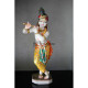 Multicolor Painted Marble Krishna Statue-Lord Krishna Marble Sculpture-Beautiful Krishna Murti For Home Temple, Office-White Krishna Statue