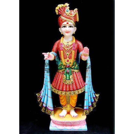 Bhagwan Swami Narayan Marble Murti  - Handmade Swami Narayan Statue in Marble