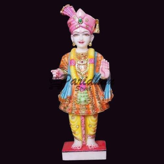 Bhagwan Swami Narayan Marble Murti  - Handmade Swami Narayan Statue in Marble