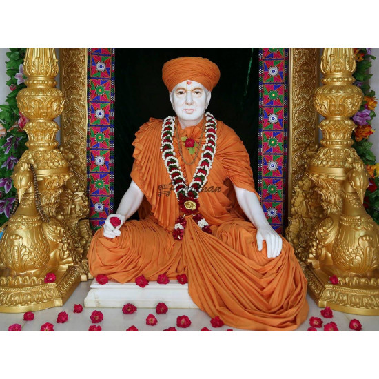 Beautiful Handmade Marble Pramukh Swami Statue - Swami Narayan Nilkanth Idol & Sant Swami Ji Marble Murti