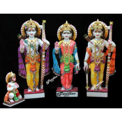 Marble Ram Darbar Statue - Ram Parivar Statue-Ram Darbar Idol-Ram Parivar Murti-Ram privar Marble Moorti-Ram Darbar Murti for home temple