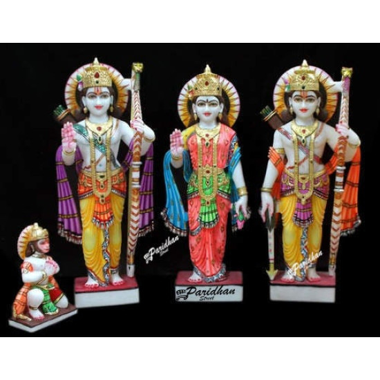 Marble Ram Darbar Statue - Ram Parivar Statue-Ram Darbar Idol-Ram Parivar Murti-Ram privar Marble Moorti-Ram Darbar Murti for home temple