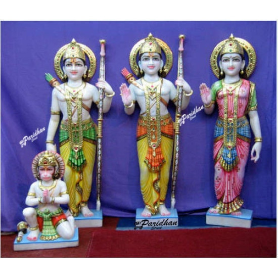 Marble Ram Darbar Statue - Ram Parivar Statue-Ram Darbar Idol-Ram Darbar Marble Moorti-Ram Darbar Murti-Ram Parivar Idols-Ram Parivar Murti