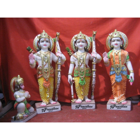 White Marble Ram Darbar moorti - Ram Parivar marble Statue idol -Ram Marble Moorti-Ram Darbar Murti-Ram Parivar Idols-Ram Parivar Murti