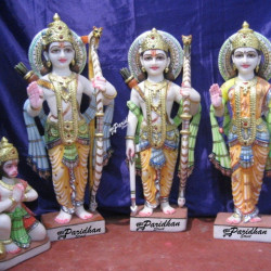 Marble Ram Parivar Murti - Ram Durbar Idol-Ram Durbar Marble Moorti-Ram Parivar Statue-Ram Durbar Murti-Ram Parivar Idols- for office - home