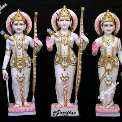 Marble Ram Darbar Statue white pink shade - Ram Parivar Statue-Ram Darbar Idol-Ram Darbar pure makarana Marble-Ram Darbar-Ram Parivar Idols