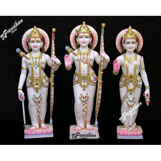 Marble Ram Darbar Statue white pink shade - Ram Parivar Statue-Ram Darbar Idol-Ram Darbar pure makarana Marble-Ram Darbar-Ram Parivar Idols