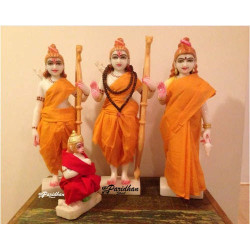 Marble Ram Darbar Statue with clothes - Ram Darbar Marble Moorti-Ram Parivar Statue-Ram Darbar Idol-Ram Darbar Murti-Ram Ram Parivar Murti