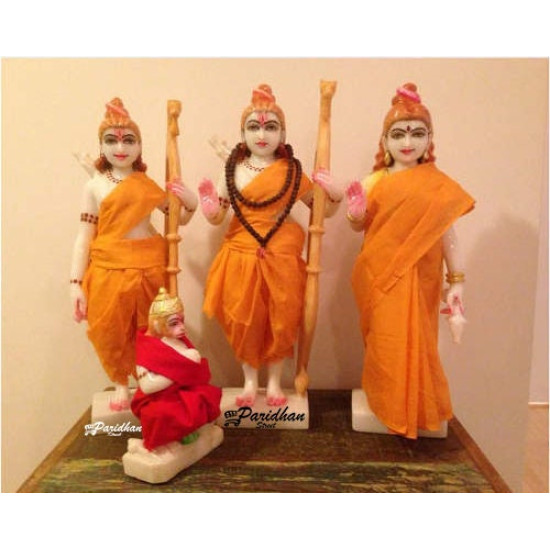 Marble Ram Darbar Statue with clothes - Ram Darbar Marble Moorti-Ram Parivar Statue-Ram Darbar Idol-Ram Darbar Murti-Ram Ram Parivar Murti
