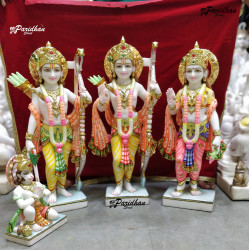 Marble Ram Darbar Statue white makrana - Ram Parivar Statue-with hanuman-Ram Marble Moorti-Ram Darbar Murti-Ram Parivar-Ram Parivar Murti