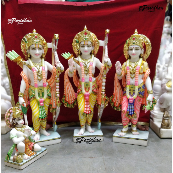 Marble Ram Darbar Statue white makrana - Ram Parivar Statue-with hanuman-Ram Marble Moorti-Ram Darbar Murti-Ram Parivar-Ram Parivar Murti