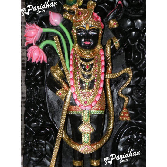 Black Marble Shri Nath Ji Statue-Shrinath Ji idol-Indian Shrinathji Figure Statue-Shrinathji Statue At Home Mandir Office-Shreenathji