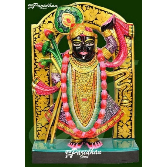 Black Golden Marble Shri Nath Ji Statue-Shrinath Ji idol-Indian Shrinathji Figure Statue-Shrinathji Statue At Home Mandir Office