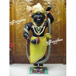 Pure Black Marble Shri Nath Ji Statue-Shrinath Ji idol-Indian Shrinathji Figure Statue-Shrinathji Statue for Home Mandir Office-Shreenathji