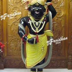 Pure Black Marble Shri Nath Ji Statue-Shrinath Ji idol-Indian Shrinathji Figure Statue-Shrinathji Statue for Home Mandir Office-Shreenathji