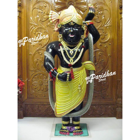 Pure Black Marble Shri Nath Ji Statue-Shrinath Ji idol-Indian Shrinathji Figure Statue-Shrinathji Statue for Home Mandir Office-Shreenathji