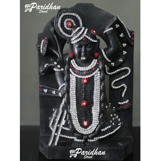 Shrinath Ji idol-Black Marble Shri Nath Ji Statue-Indian Shrinathji Figure Statue-Shrinathji Statue At Home Mandir Office-Shreenathji