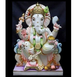 Marble Ganesh Statue For Home Mandir/Temple/Office-ganesh idols For Home-Vinayagar Statue-White Marble Ganesha -Lord ganesha Statue