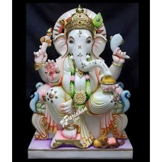 Marble Ganesh Statue For Home Mandir/Temple/Office-ganesh idols For Home-Vinayagar Statue-White Marble Ganesha -Lord ganesha Statue