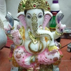 Pure Makrana Marble Ganesh Statue For Home Mandir/Temple/Office-ganesh idols For Home-Vinayagar Statue-Ganpati Murti -Lord ganesha Statue