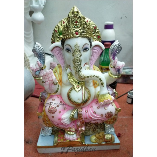 Pure Makrana Marble Ganesh Statue For Home Mandir/Temple/Office-ganesh idols For Home-Vinayagar Statue-Ganpati Murti -Lord ganesha Statue
