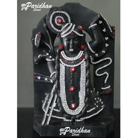Black Marble Shri Nath Ji Statue-Shrinath Ji idol-Indian Shrinathji Figure Statue-Shrinathji Statue At Home Mandir Office-Shreenathji Black Marble Shri Nath Ji Statue-Shrinath Ji idol-Indian Shrinathji Figure Statue-Shrinathji Statue At Home Mandir Office-Shreenathji