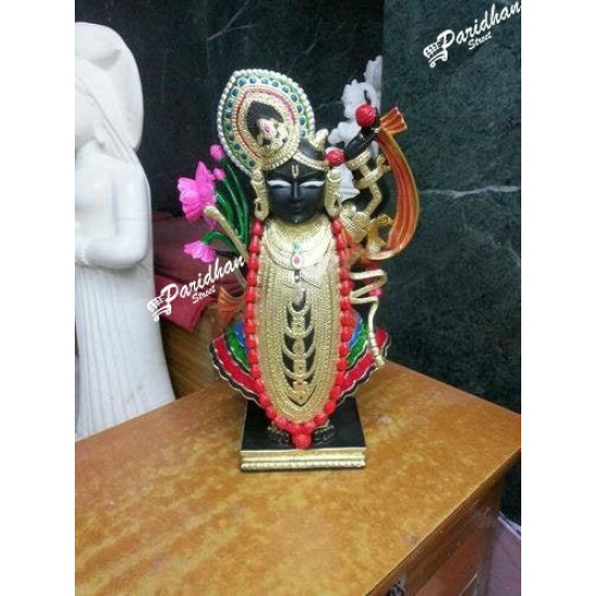 Black Marble Shri Nath Ji Statue-Shrinath Ji idol-Indian Shrinathji Figure Statue-Shrinathji Statue At Home Mandir Office-Shreenathji