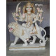 Durga Ma Idol For Home-White Painted Marble Bengali Durga-Marble Durga Maa Murti-Durga Ma Idol-Ambe Maa Statue-Durga Sculpture-Shakti Statue