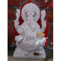 Marble Ganesh Statue-Marble Ganesh Murti For Home Mandir/Temple/Office-Ganpati Idol-White Marble Ganesh Statue-Hindu God DeityFigurineTemple