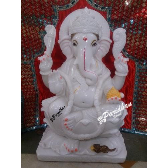 Marble Ganesh Statue-Marble Ganesh Murti For Home Mandir/Temple/Office-Ganpati Idol-White Marble Ganesh Statue-Hindu God DeityFigurineTemple