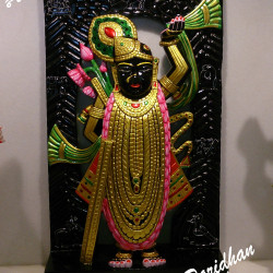 Black Marble Shri Nath Ji Statue-Shrinath Ji idol-Shrinathji Figure Statue with black back marble-Shrinathji Statue At Home Mandir Office