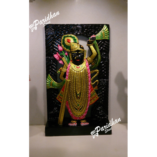 Black Marble Shri Nath Ji Statue-Shrinath Ji idol-Shrinathji Figure Statue with black back marble-Shrinathji Statue At Home Mandir Office