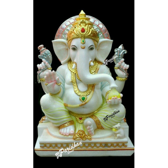 Marble Ganesh Statue For Home Mandir/Temple/Office-ganesh idols For Home-Vinayagar Statue-Ganpati Murti Sculptures White Makarana Marble