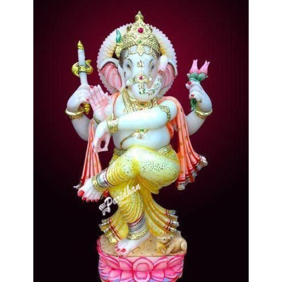 Marble Natraj Ganesh Statue For Home Mandir/Temple/Office-ganesh idols white Makarana Marble-Vinayagar Ganpati Murti-Lord ganesha Statue