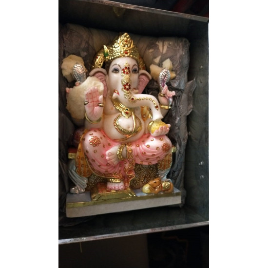 Pure Makrana Marble Ganesh Statue For Home Mandir/Temple/Office-ganesh idols For Home-Vinayagar Statue-Ganpati Murti -Lord ganesha Statue