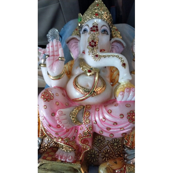 Pure Makrana Marble Ganesh Statue For Home Mandir/Temple/Office-ganesh idols For Home-Vinayagar Statue-Ganpati Murti -Lord ganesha Statue