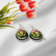 Hand Painted Pan Silver oxidised Hook Earrings - Officer Wear Earrings