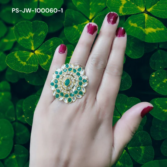 Green Kundan Ring | Handmade Kundan Ring | Women Kundan Ring | Party wear Kundan traditional Ring | Emerald Ring | Wedding Engagement Ring Green Kundan Ring | Handmade Kundan Ring | Women Kundan Ring | Party wear Kundan traditional Ring | Emerald Ring | Wedding Engagement Ring