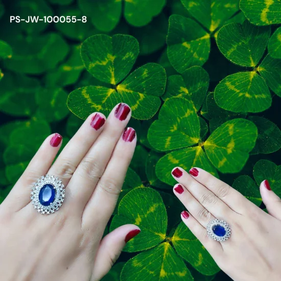 Elegant Golden Ring with Cyan Center Stone & Diamonds | Symbol of Sublime Grace and Style Elegant Golden Ring with Cyan Center Stone & Diamonds | Symbol of Sublime Grace and Style