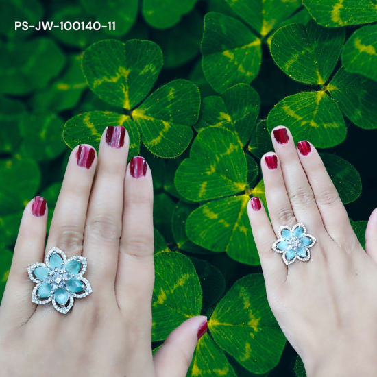 Cyan Floral Ring Collection | Paridhan Street's Affordable Elegance