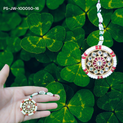 Green and White Stone Headpiece with White Beads - Timeless Beauty | Maangtikka