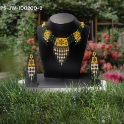 Exquisite Kundan Necklace & Earrings Set |, Yellow, & White Bead Accents | Elevate Your Style with Paridhan Street Exquisite Kundan Necklace & Earrings Set |, Yellow, & White Bead Accents | Elevate Your Style with Paridhan Street